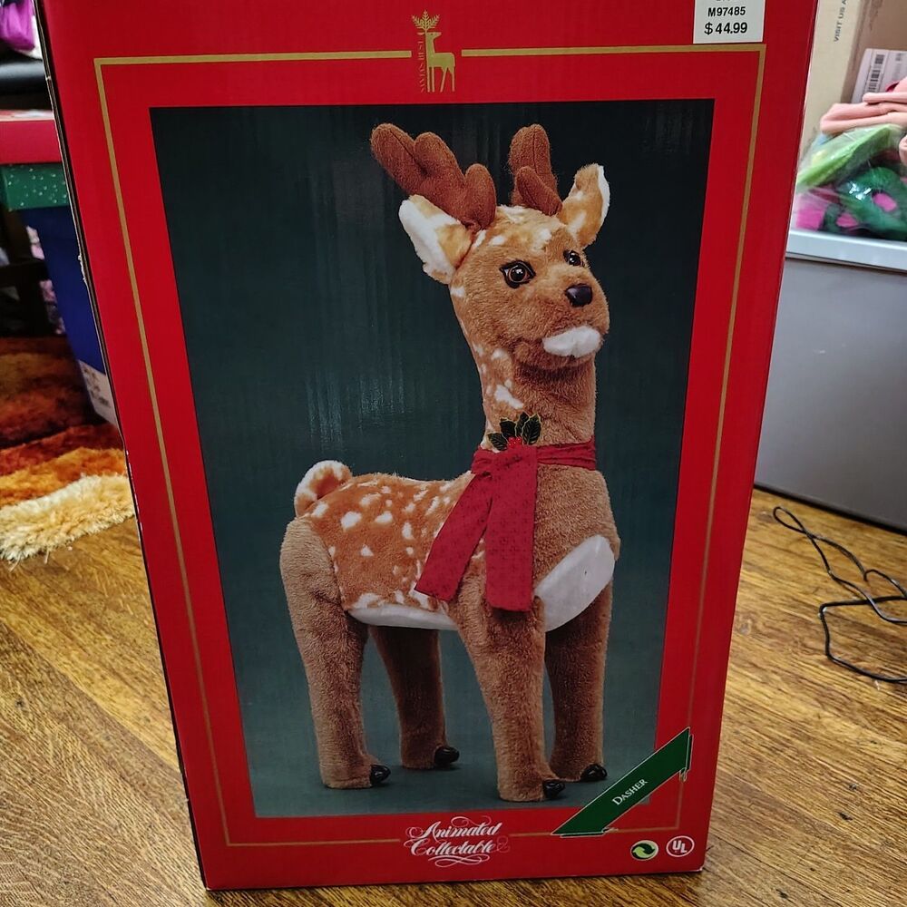 Santa’s Best VTG Standing Reindeer Dasher  Animated 27” Motionette w/Box 1993